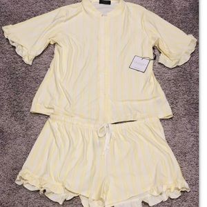 NWT Laundry by Shelli Segal Mandarin Collar Button-up W/ Matching Shorts -Small
